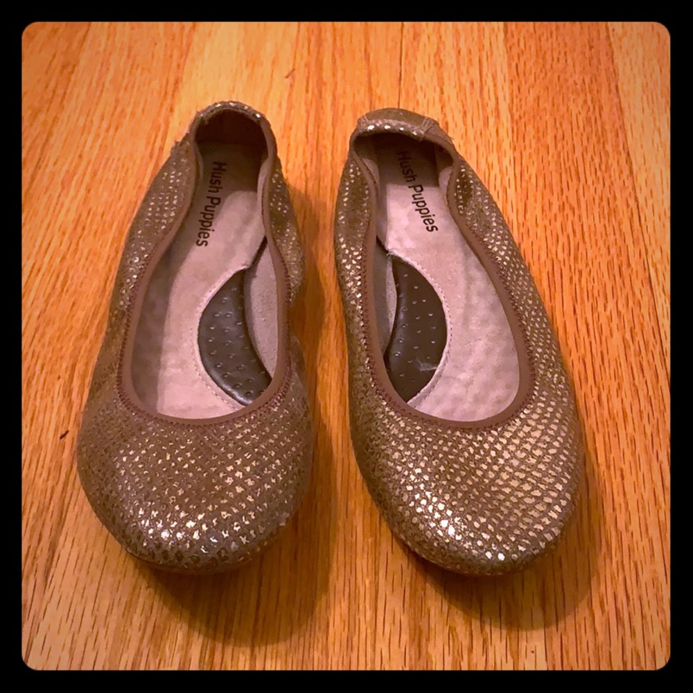 Gold flats size 6.5 hush puppie brand